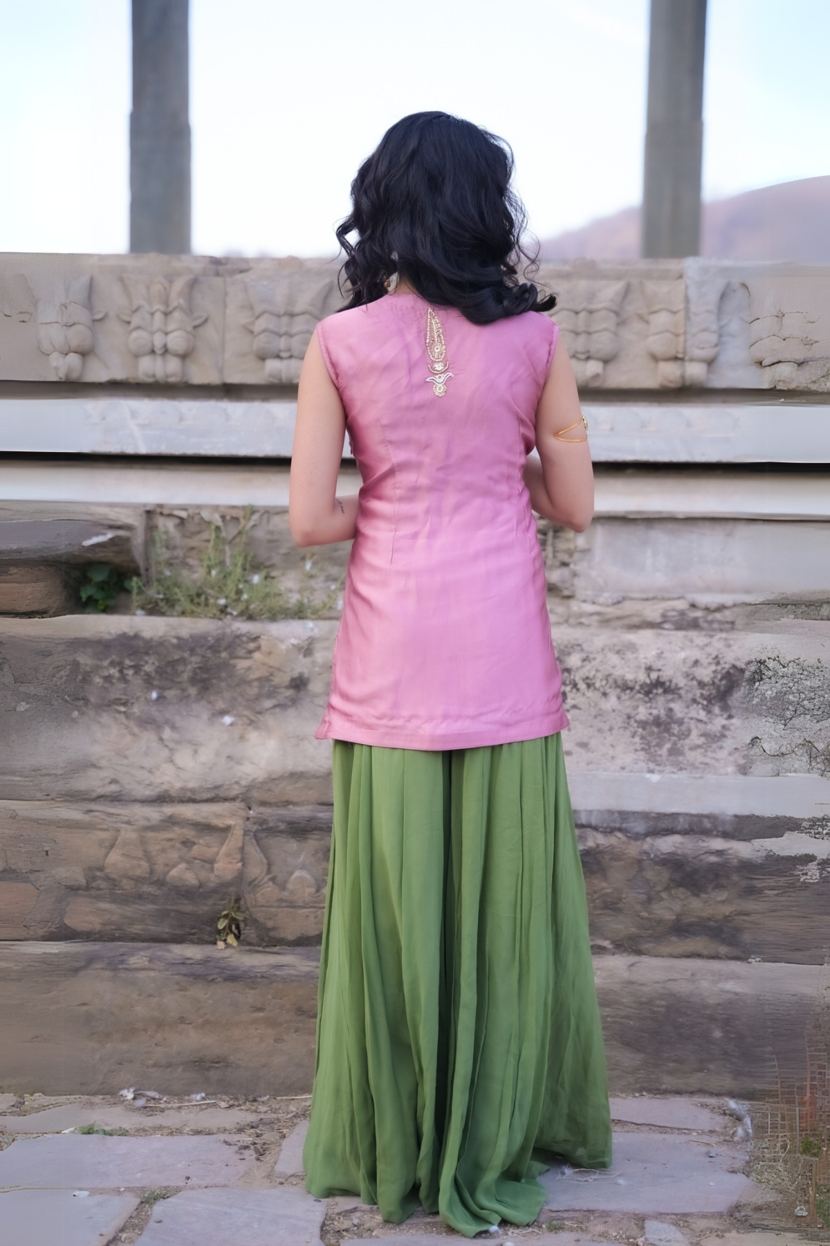 Radha Sharara Set - Pink