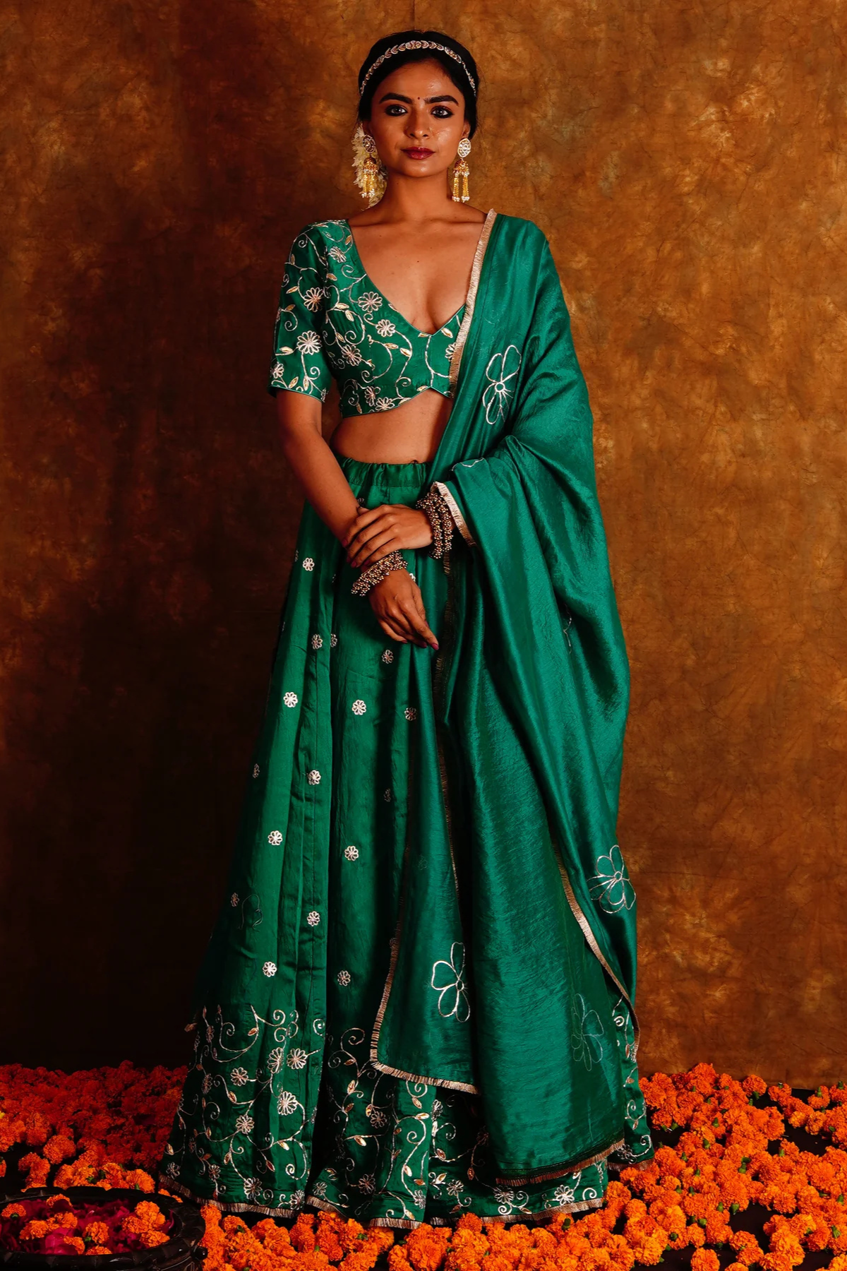 BAHAR LEHENGA SET - GREEN