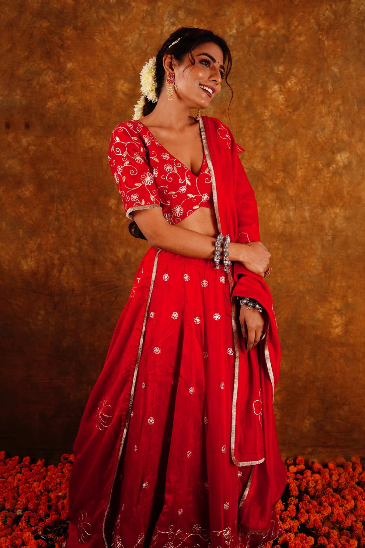 BAHAR LEHENGA SET - RED