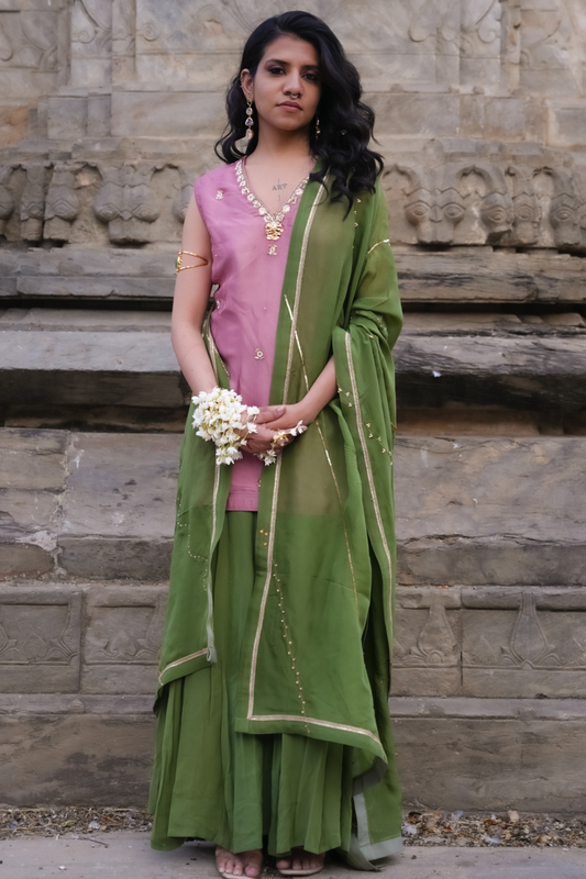 Radha Sharara Set - Pink