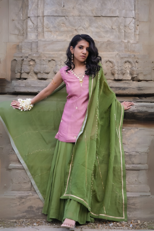 Radha Sharara Set - Pink