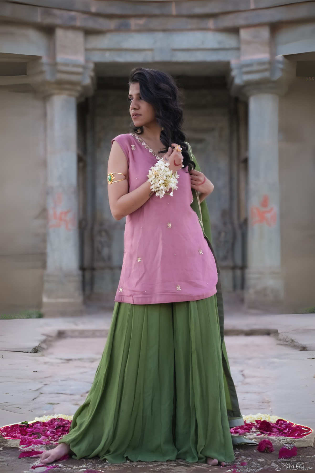 Radha Sharara Set - Pink