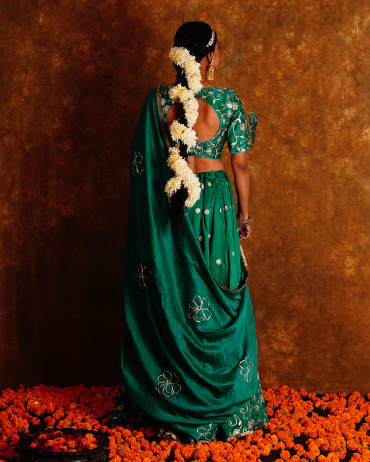 BAHAR LEHENGA SET - GREEN