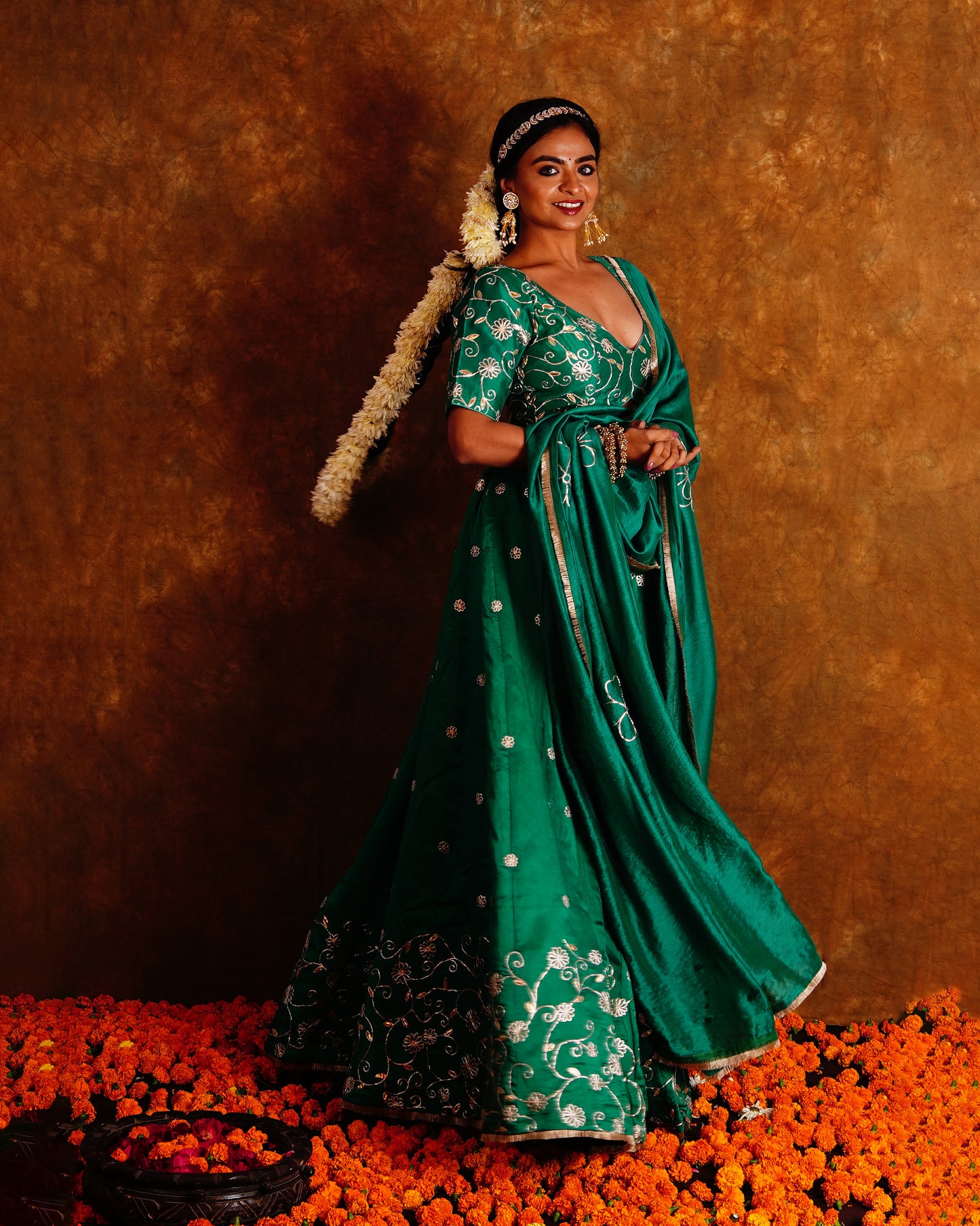 BAHAR LEHENGA SET - GREEN
