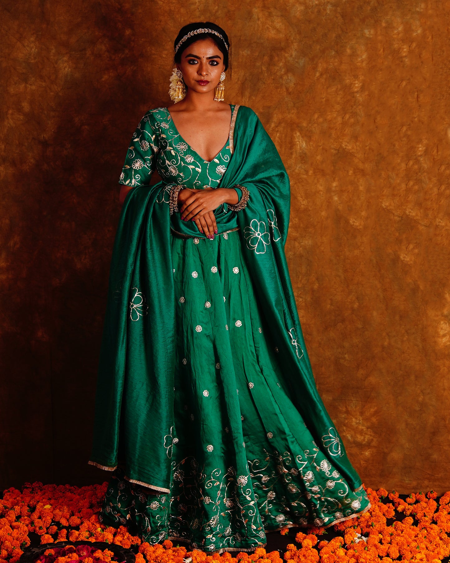 BAHAR LEHENGA SET - GREEN