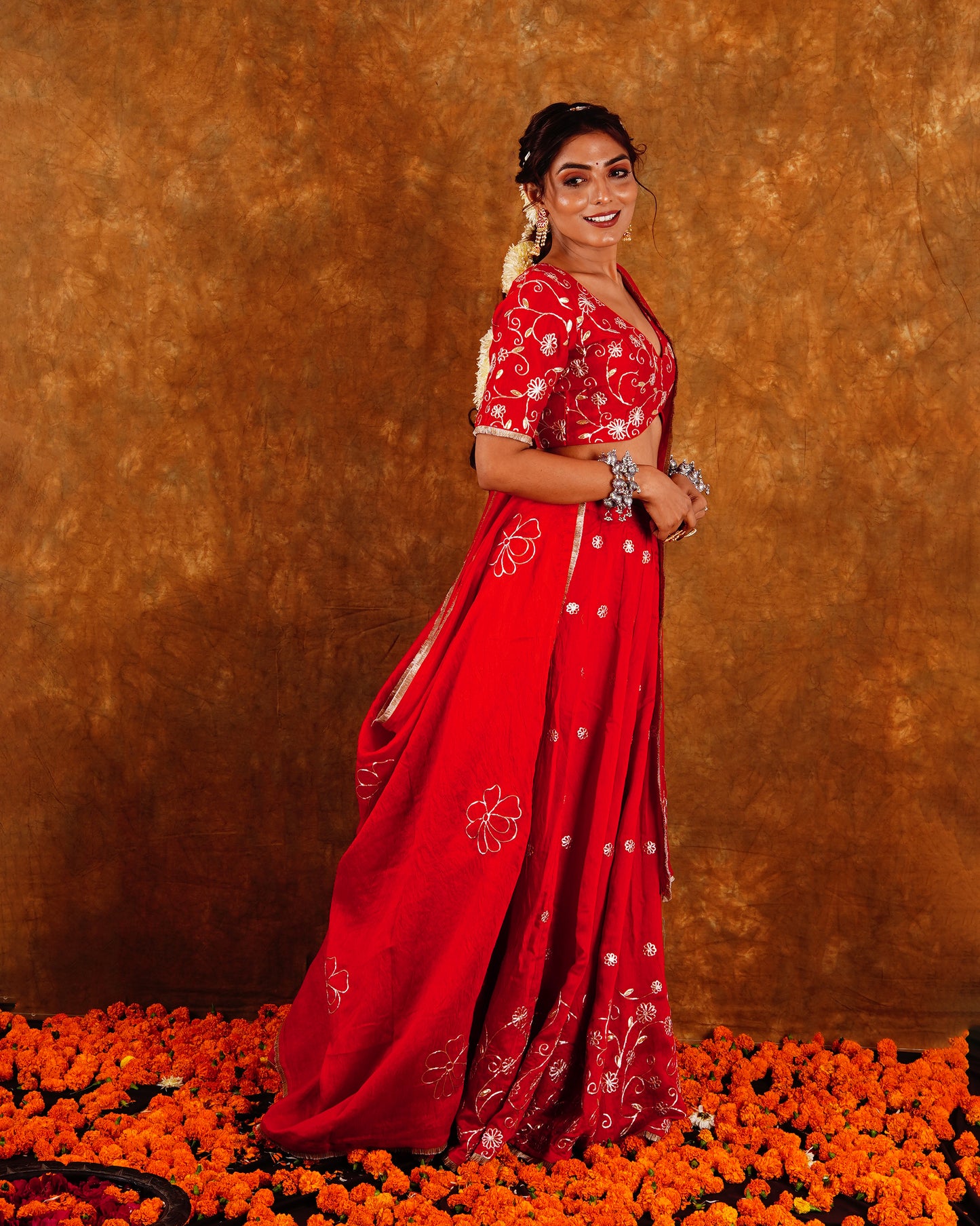 BAHAR LEHENGA SET - RED