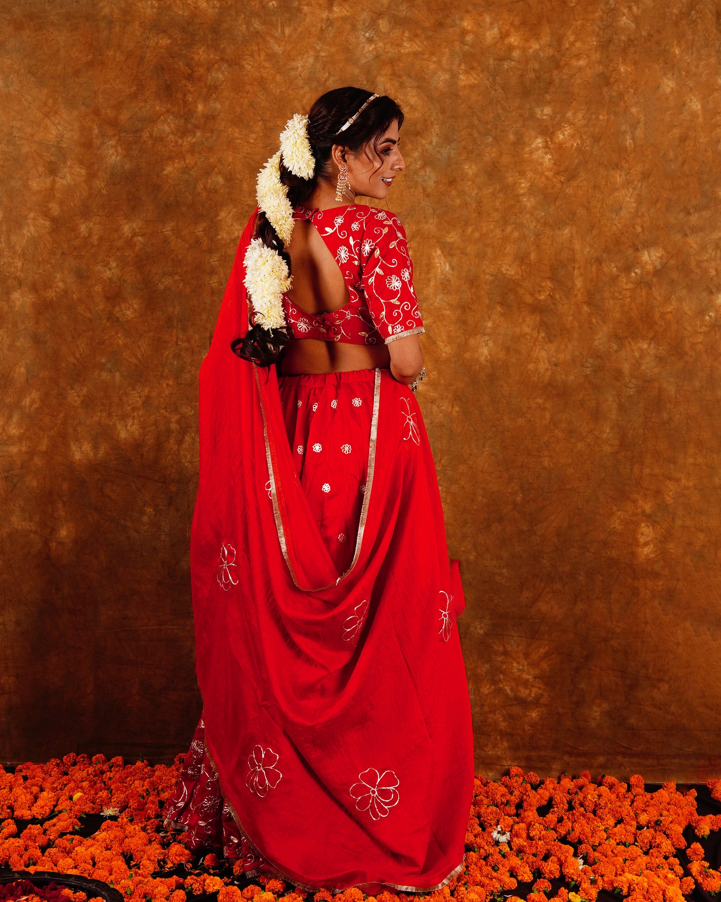 BAHAR LEHENGA SET - RED