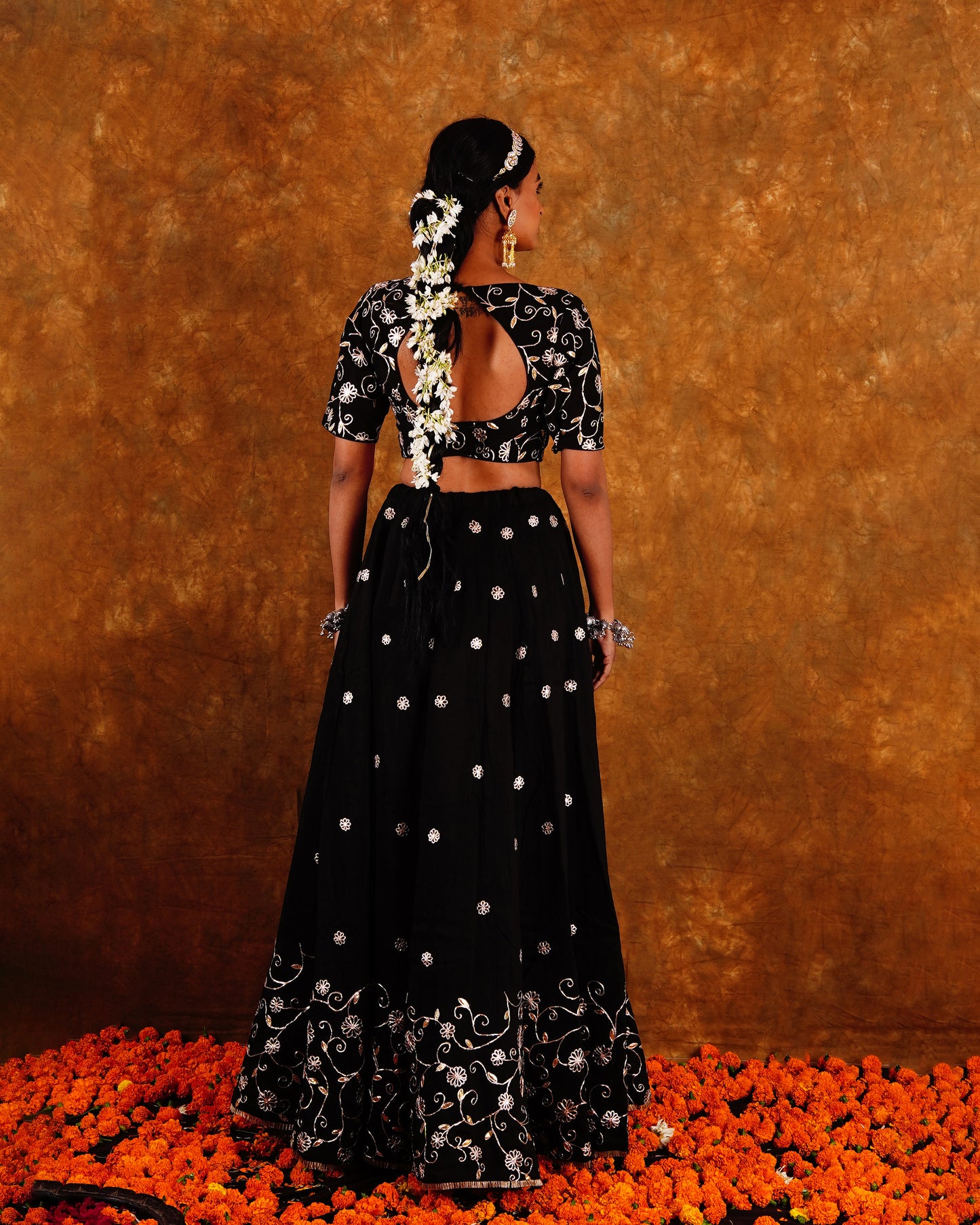 BAHAR LEHENGA SET - BLACK