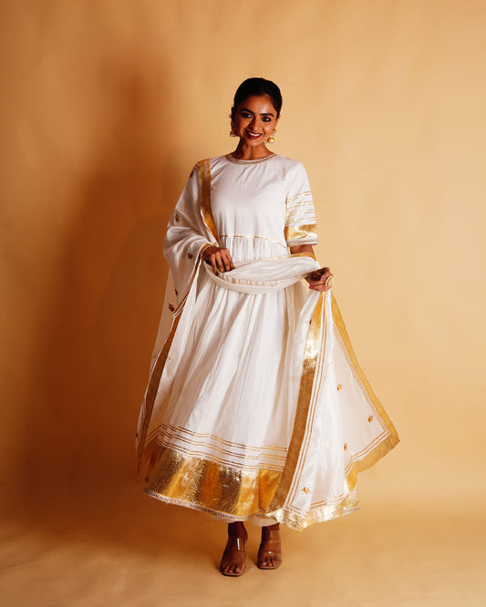 CHAMKEELI ANARKALI SET - OFF WHITE