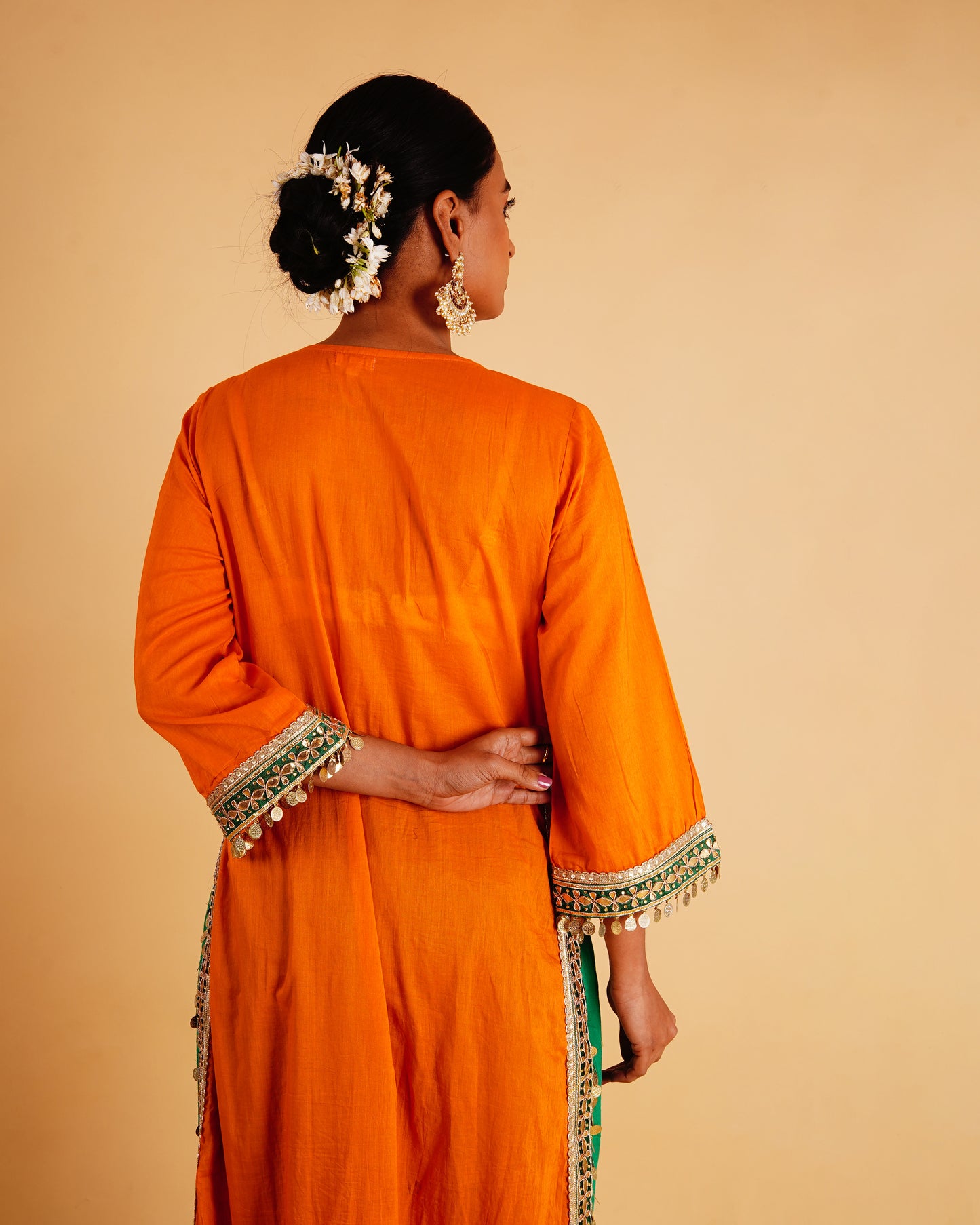 RANGOLI STRAIGHT KURTI SET - ORANGE