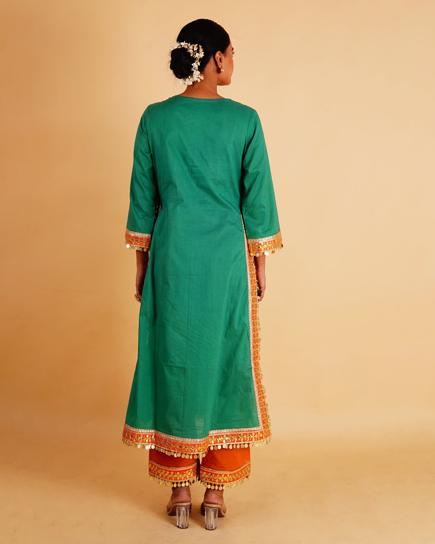 RANGOLI STRAIGHT KURTI SET - GREEN