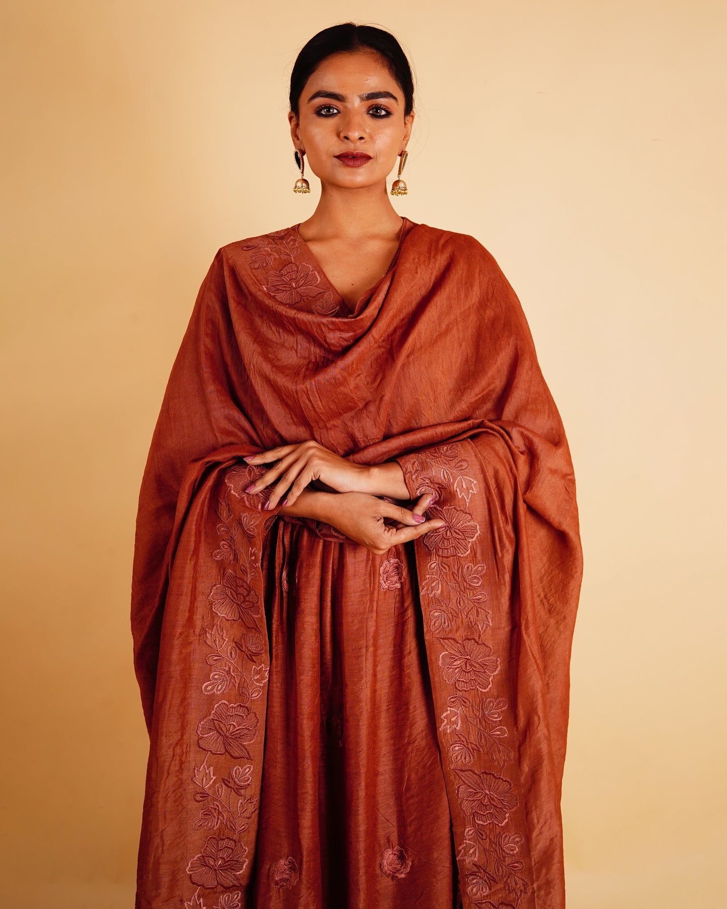 PHOOL KURTA SET - BROWN