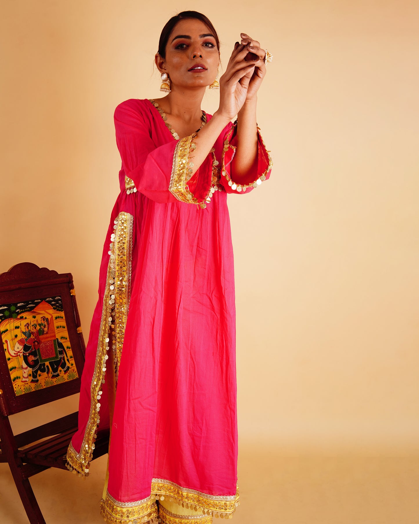 RANGOLI GULZAR KURTA SET - PINK