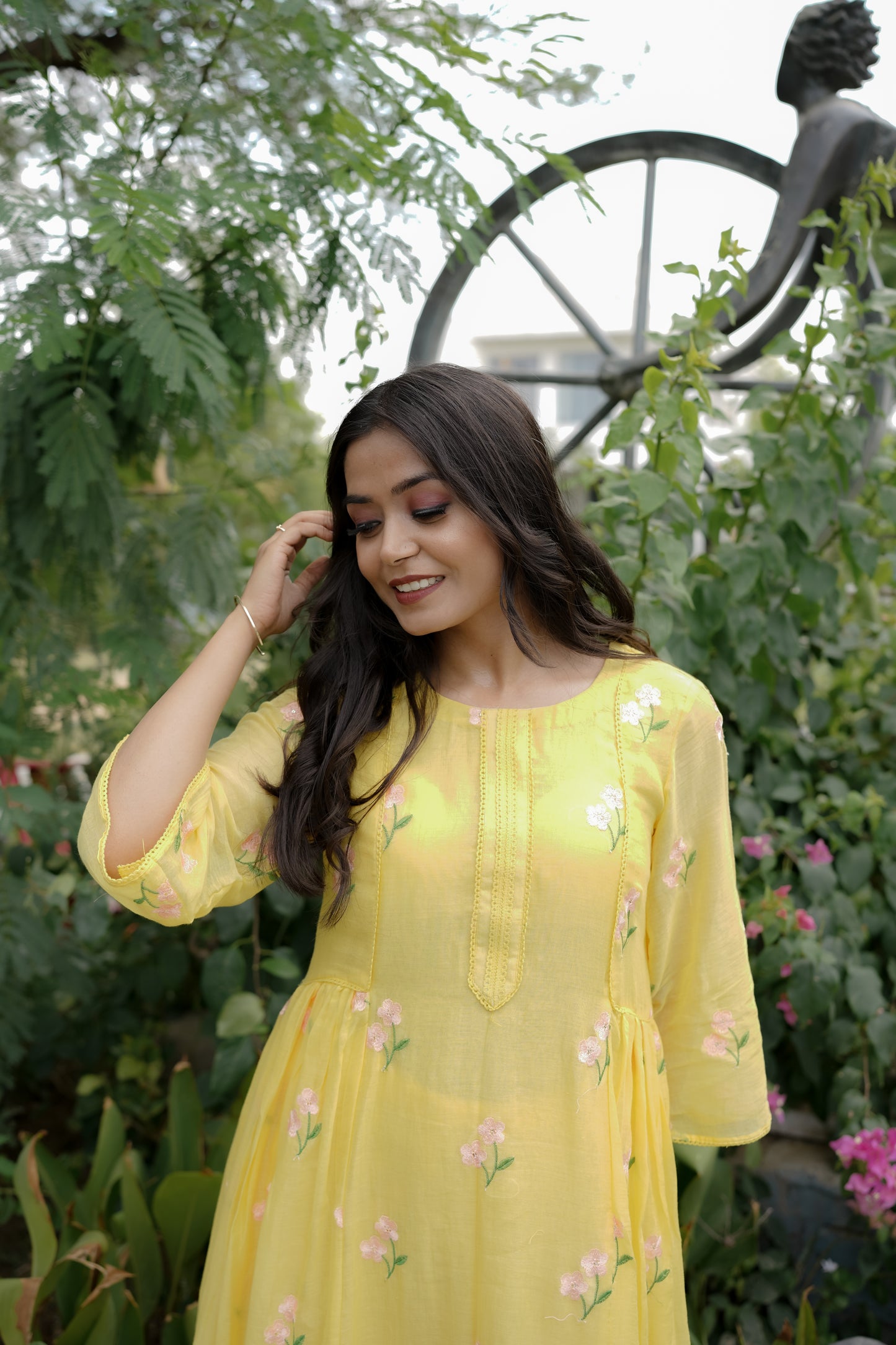 DAISY GEATHER KURTI SET - YELLOW