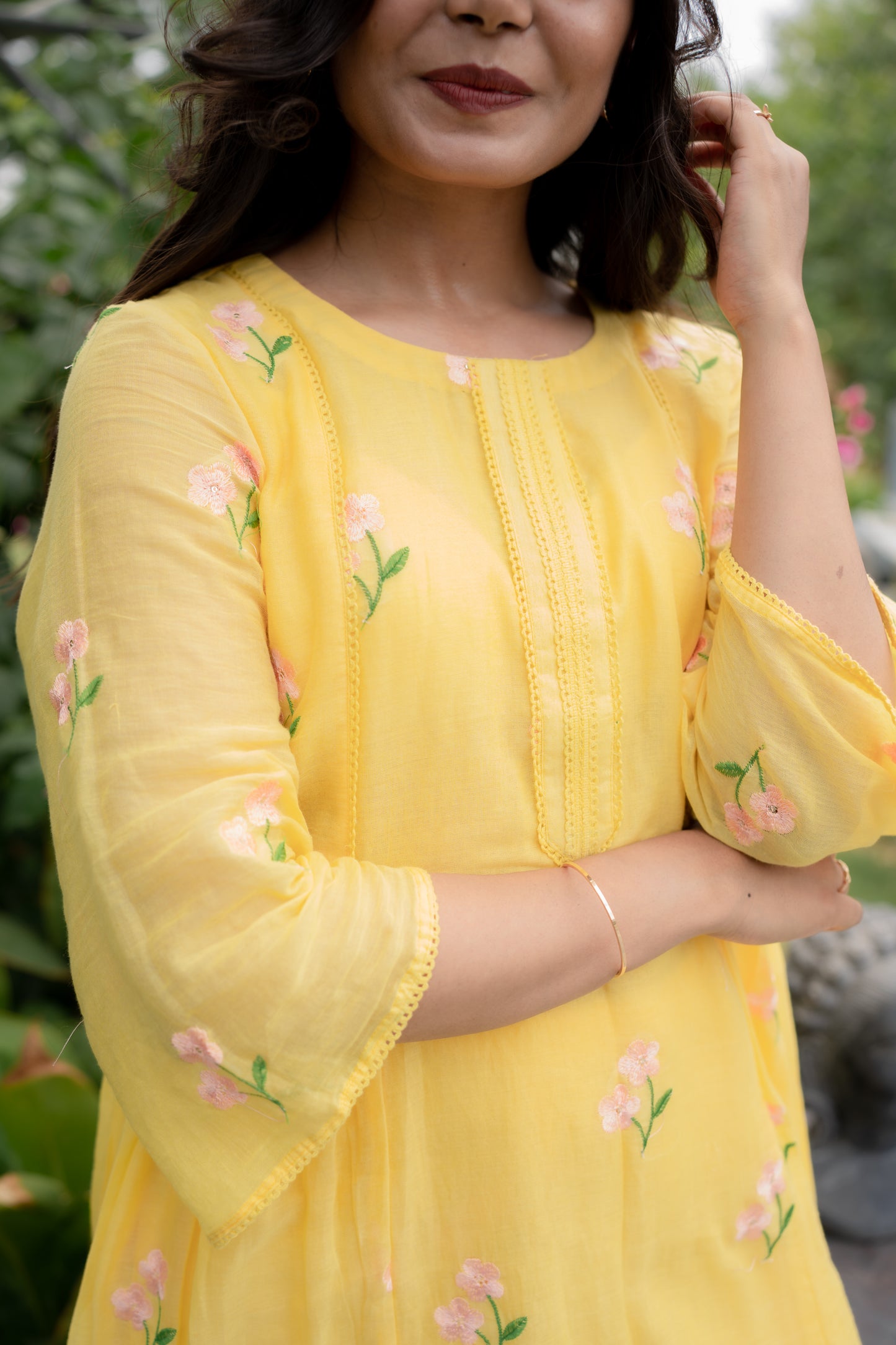DAISY GEATHER KURTI SET - YELLOW