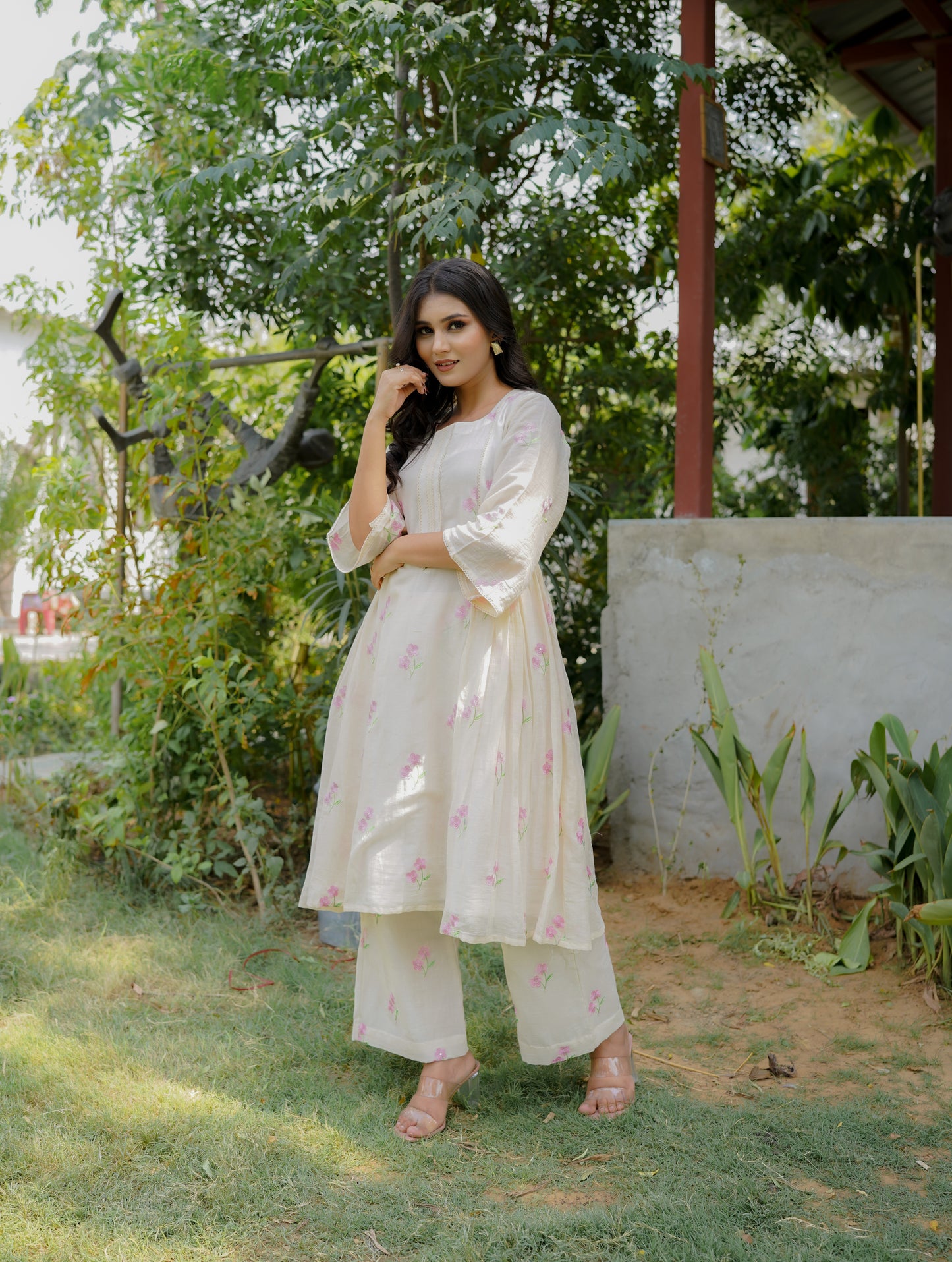DAISY GEATHER KURTI SET - OFF WHITE