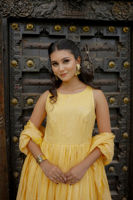 DAHLIA ANARKALI SET - ORANGE