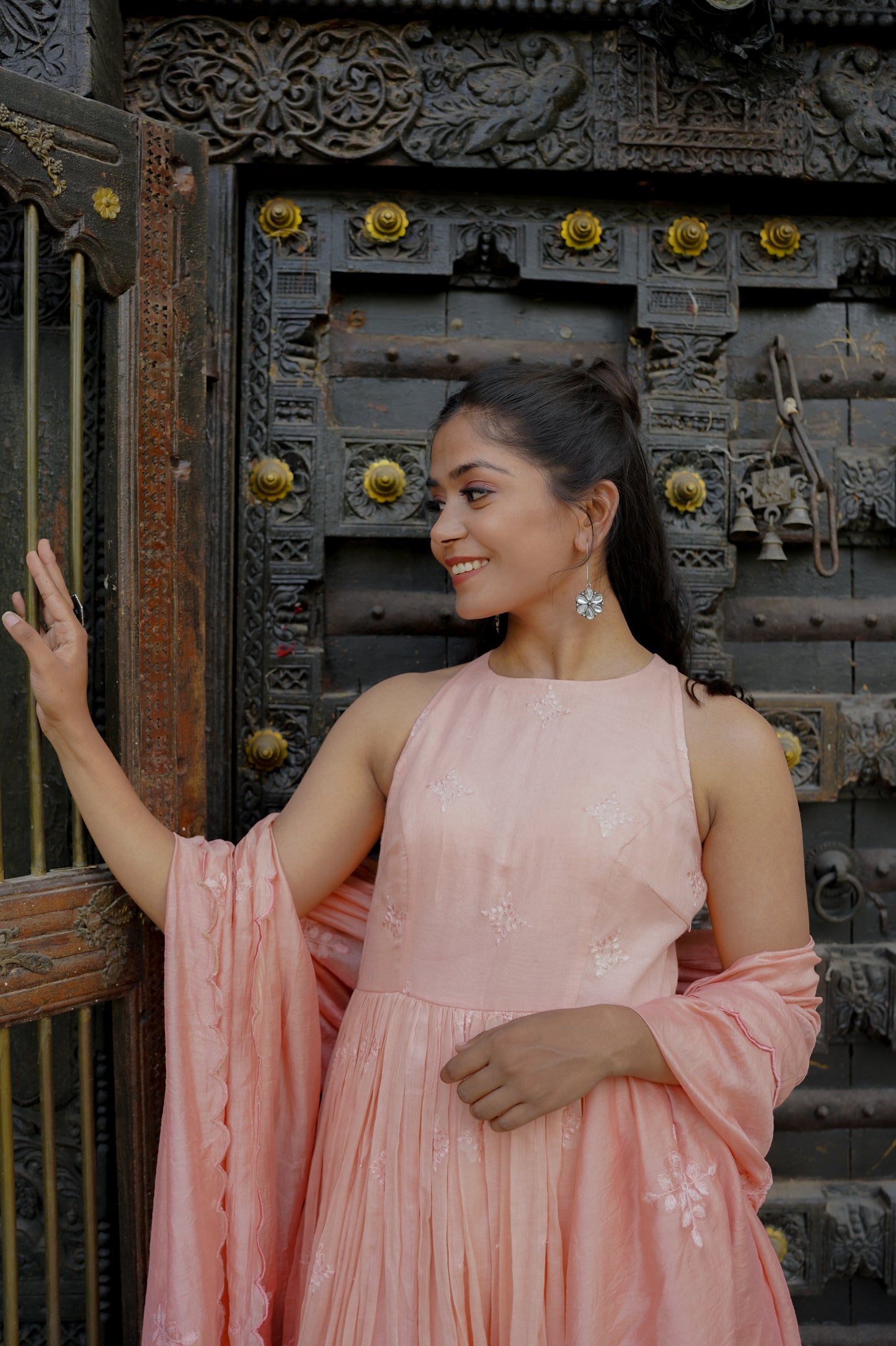 DAHLIA ANARKALI SET - PEACH