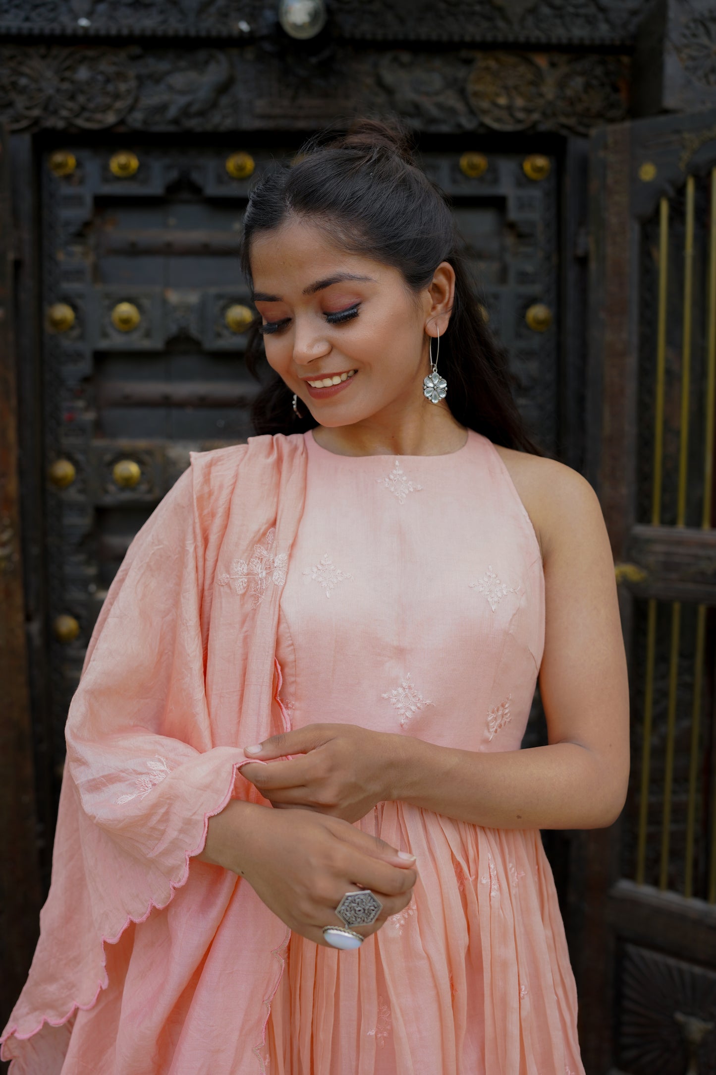 DAHLIA ANARKALI SET - PEACH