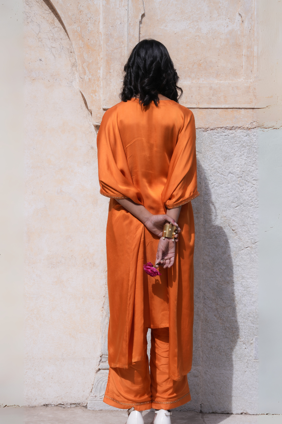 Sakhi Kaftan Set - Rust Orange