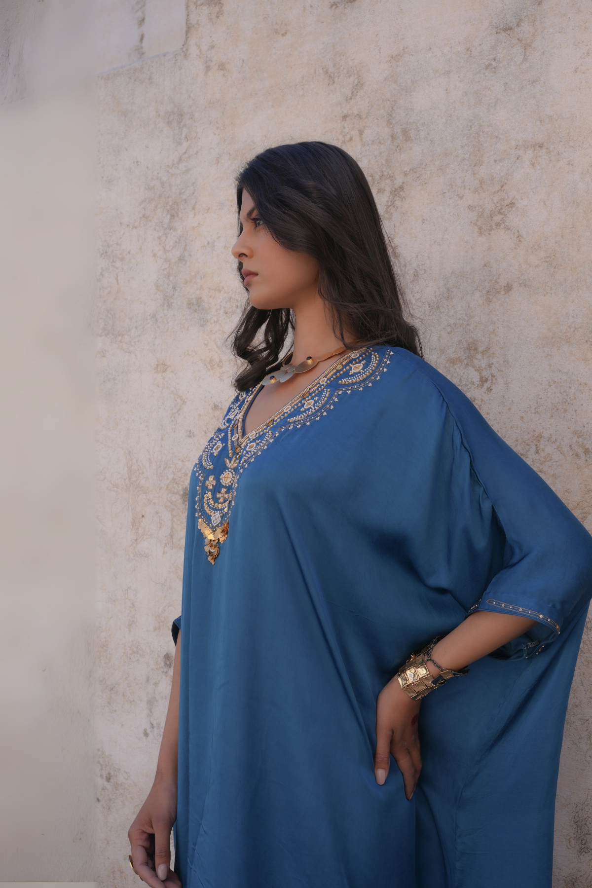Sakhi Kaftan Set - Blue
