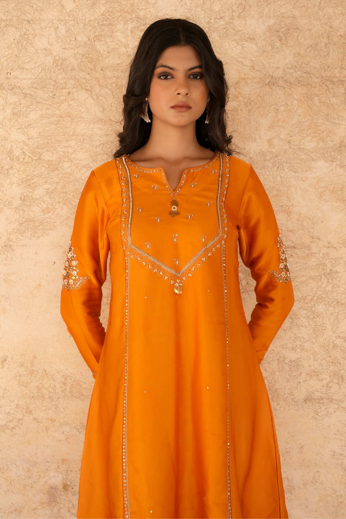 Sakhi Kali Kurta Set - Rust Orange