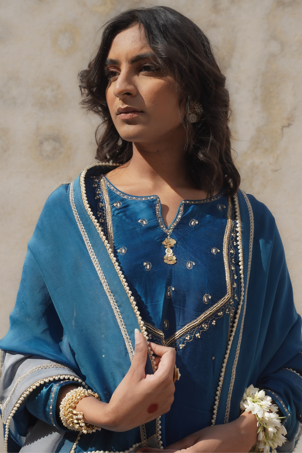 Sakhi Kali Kurta Set - Blue