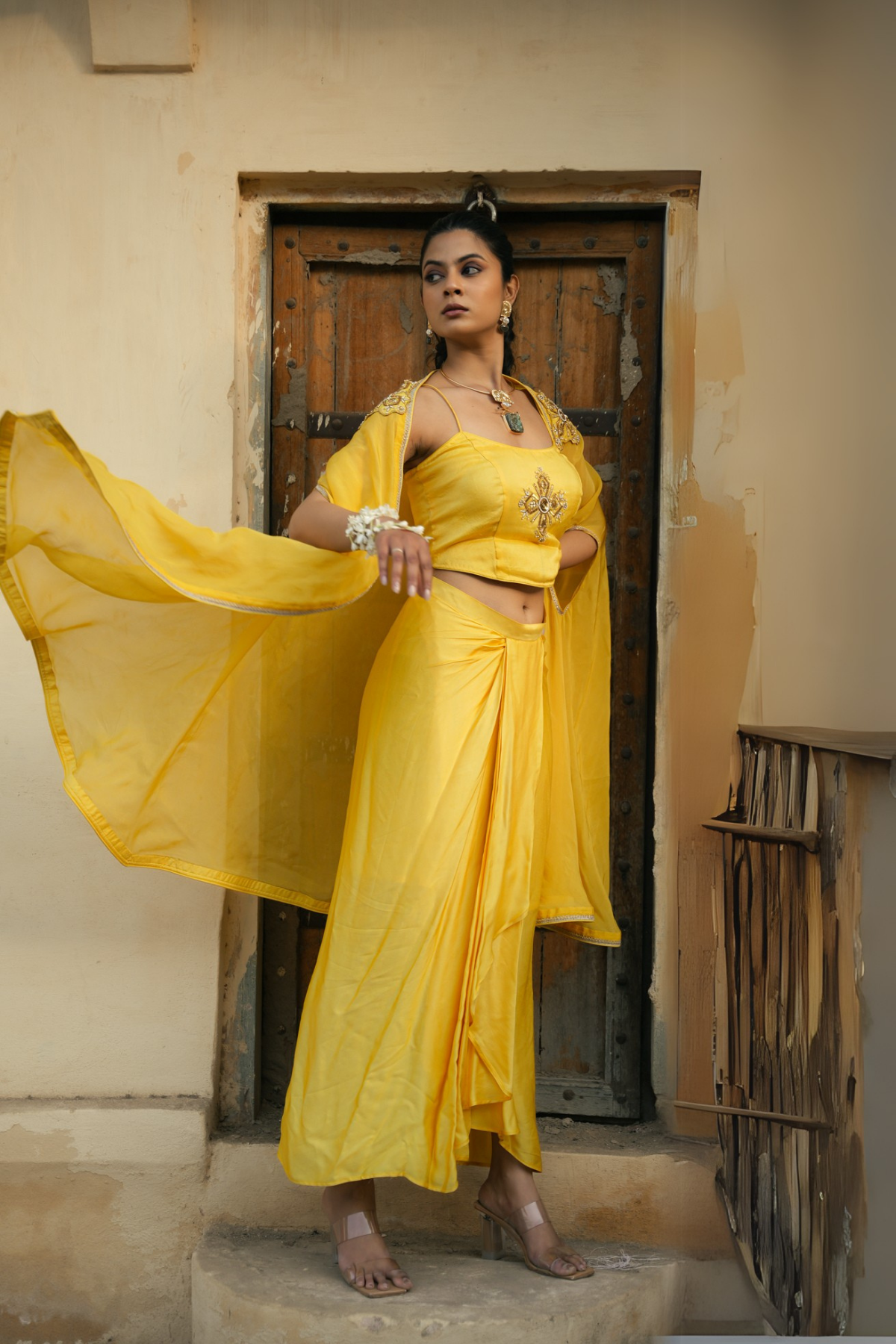 Sakhi Drape Set - Yellow