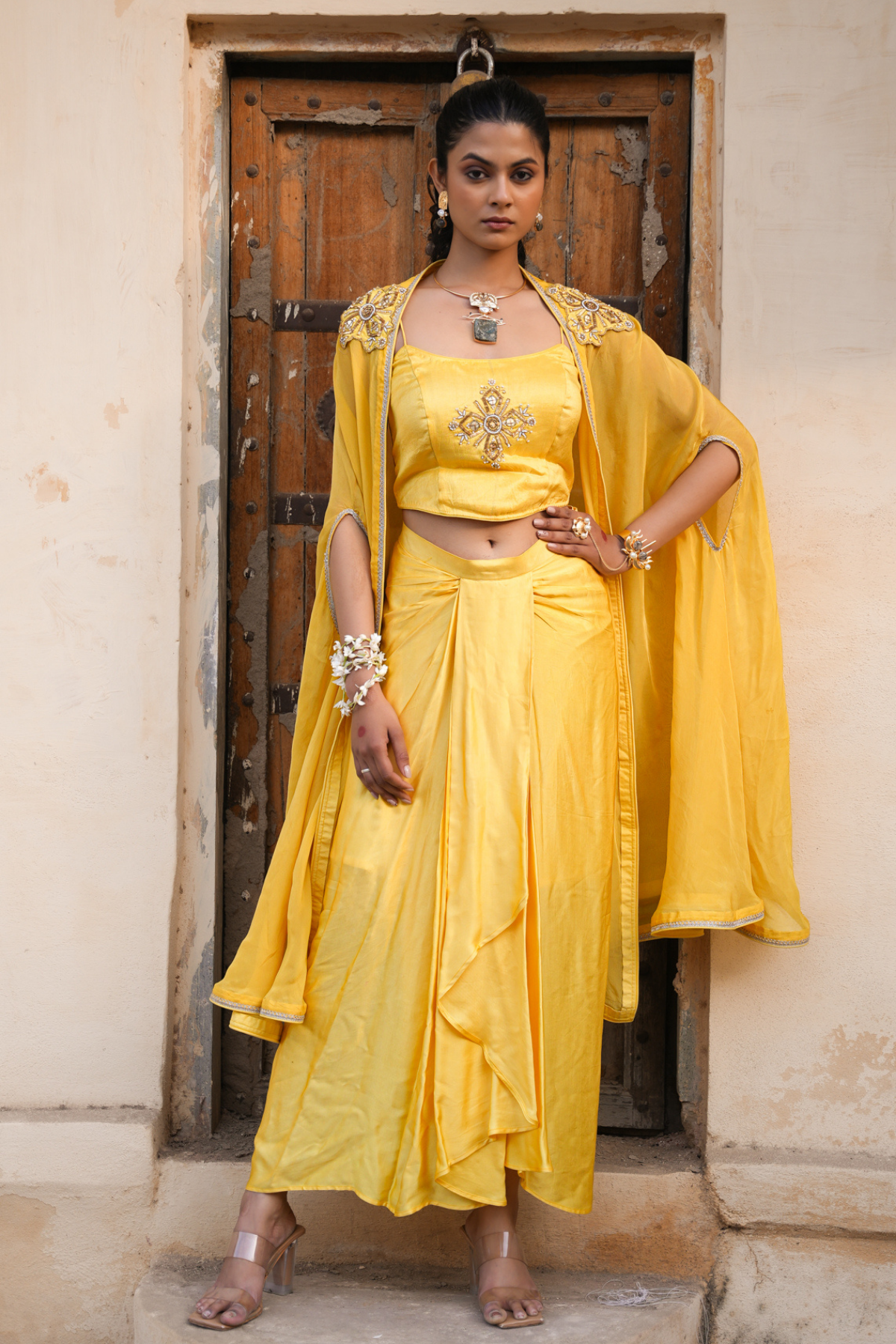 Sakhi Drape Set - Yellow