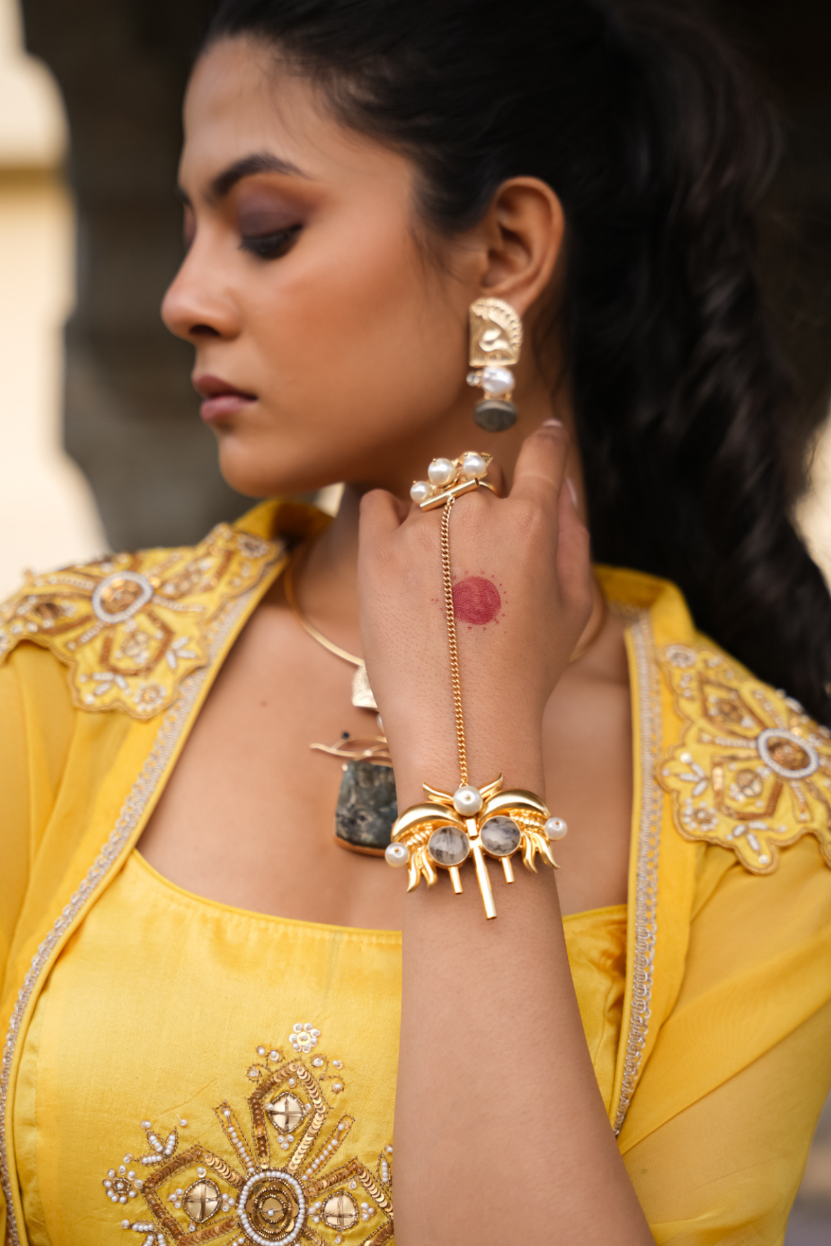 Sakhi Drape Set - Yellow