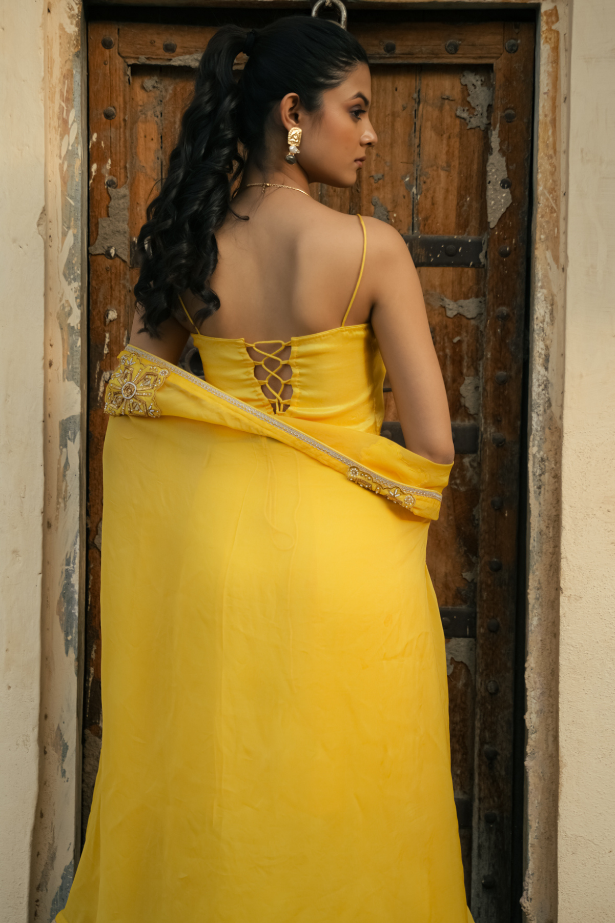 Sakhi Drape Set - Yellow