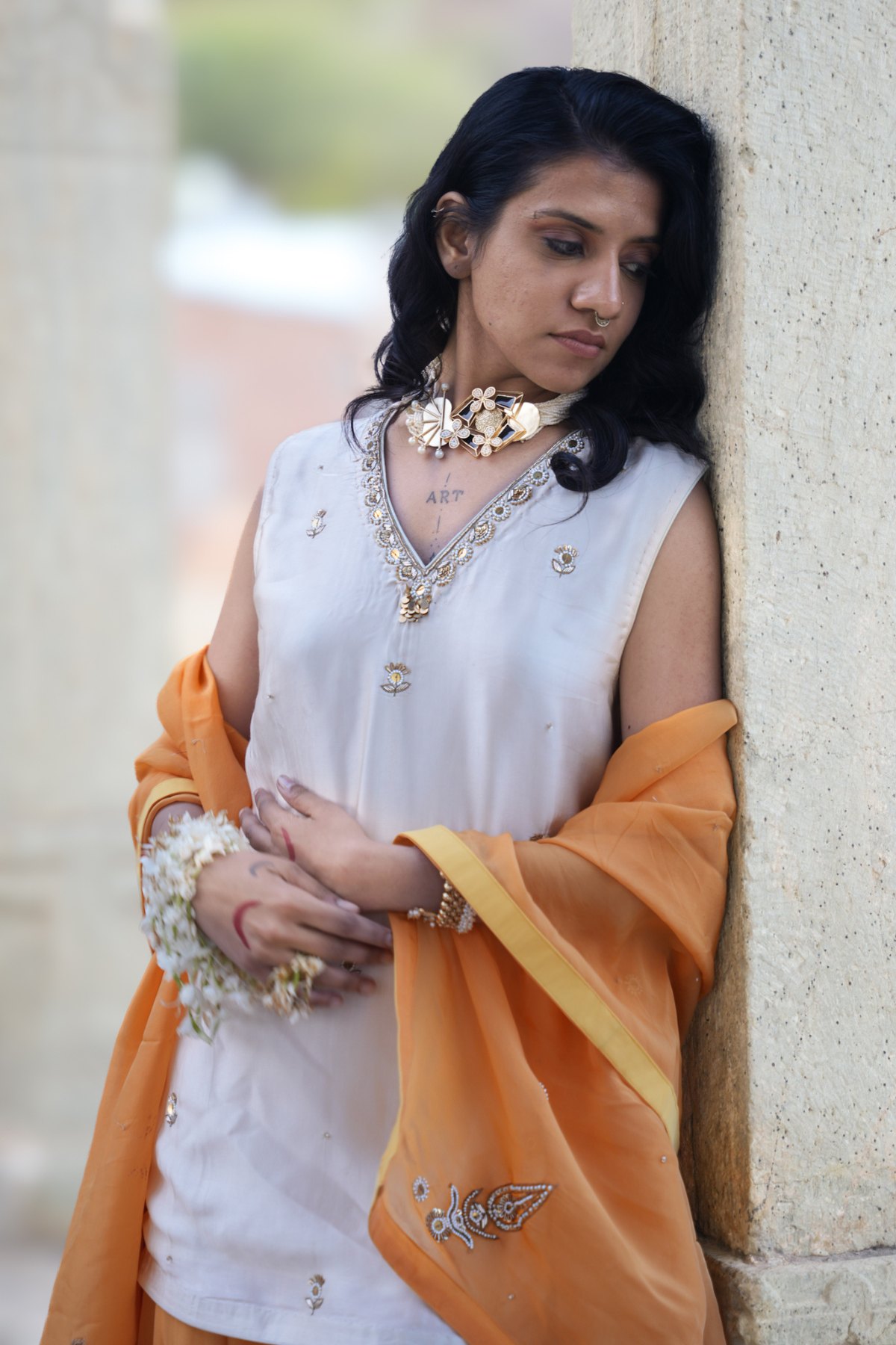 Radha Sharara Set - Off White
