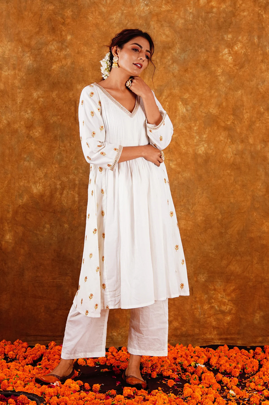 CHAMKEELI KURTI SET - OFF WHITE