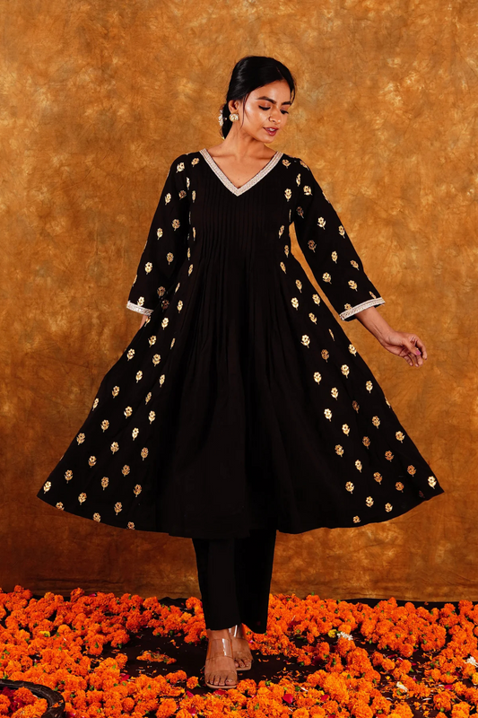 CHAMKEELI KURTI SET - BLACK
