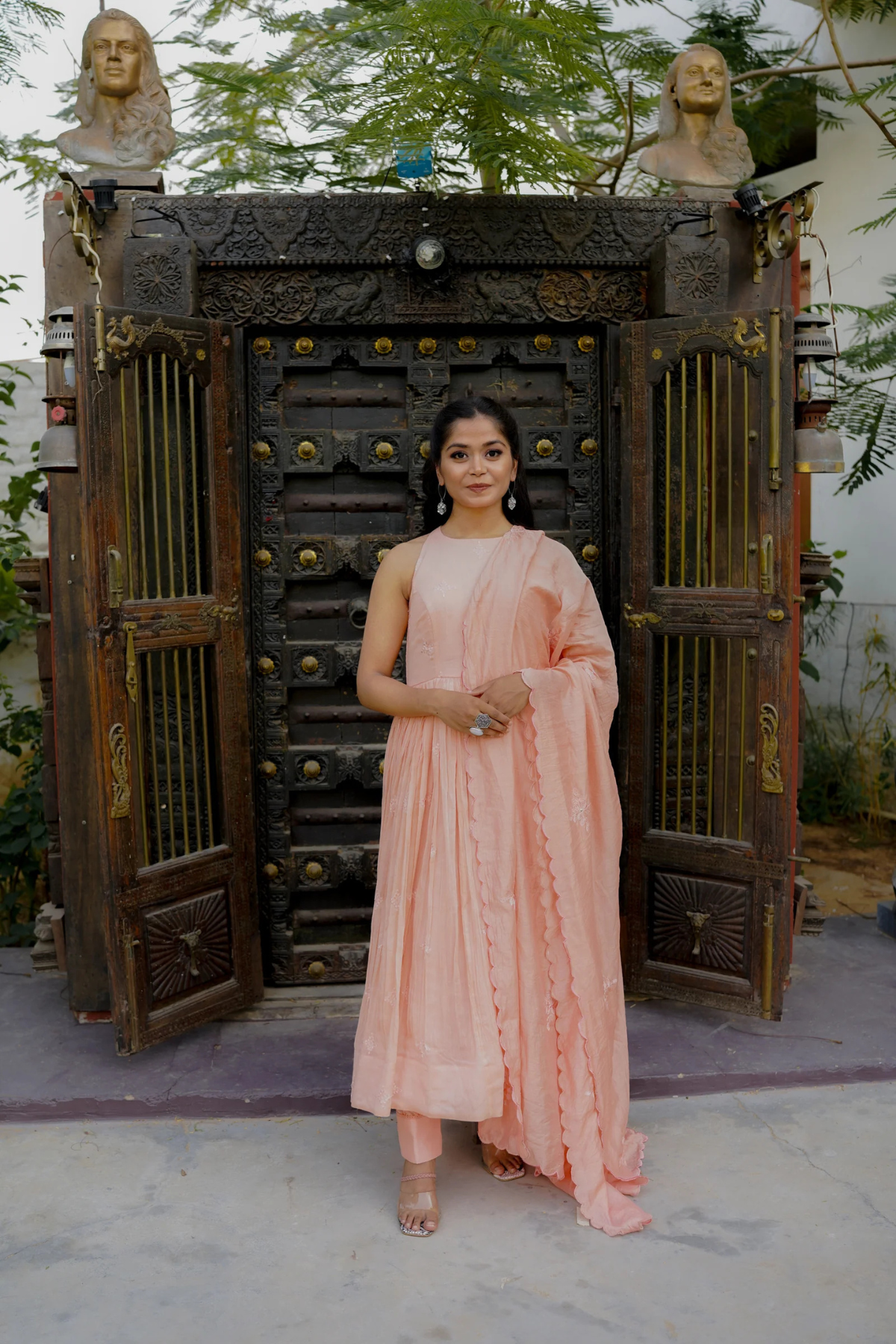 DAHLIA ANARKALI SET - PEACH