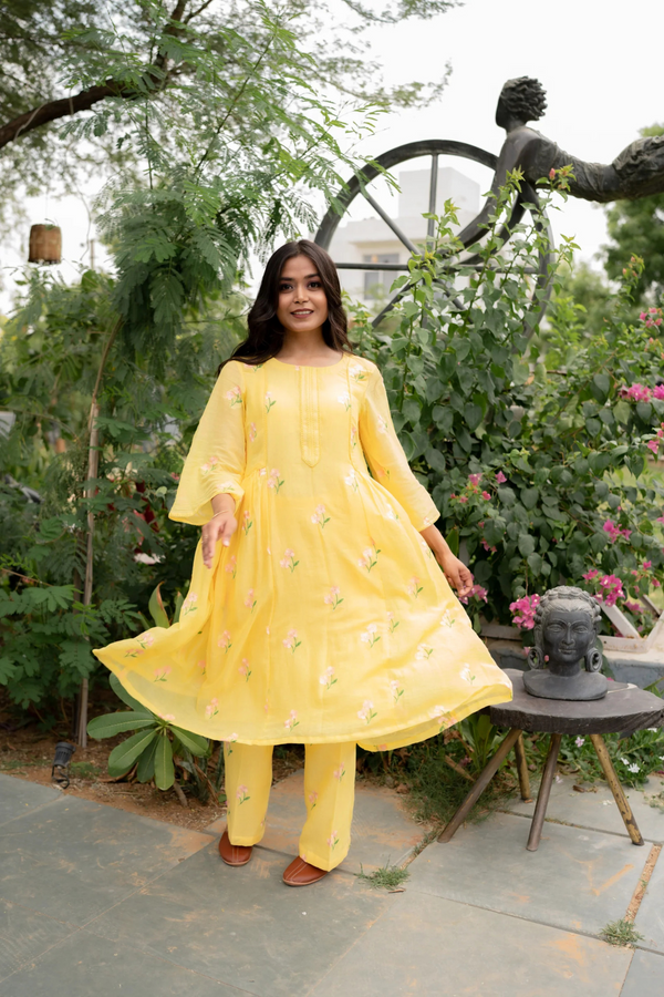 DAISY GEATHER KURTI SET - YELLOW