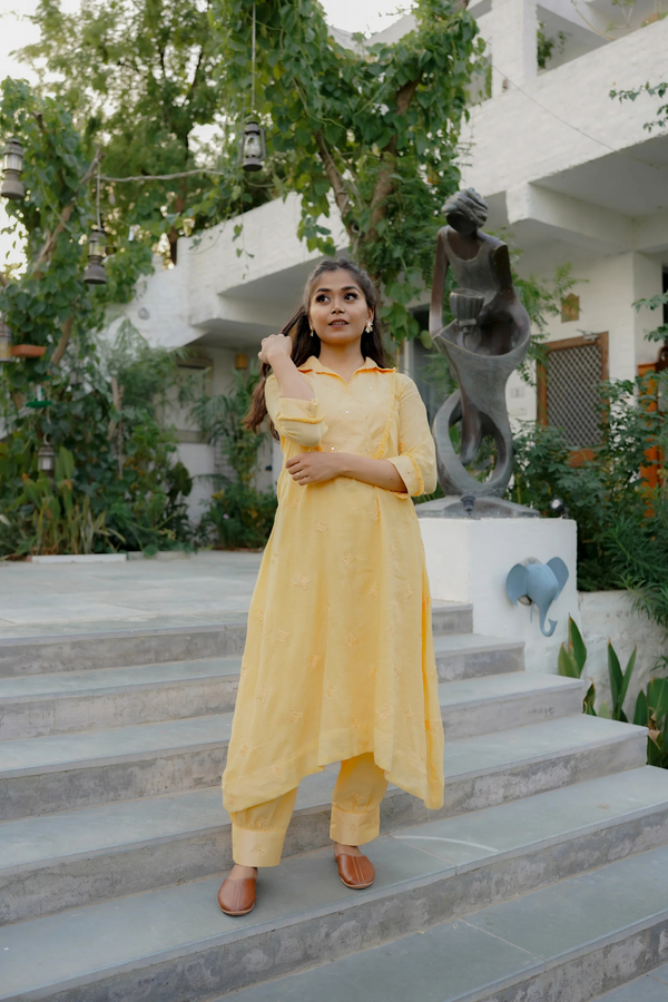 DAHLIA KURTI SET - ORANGE