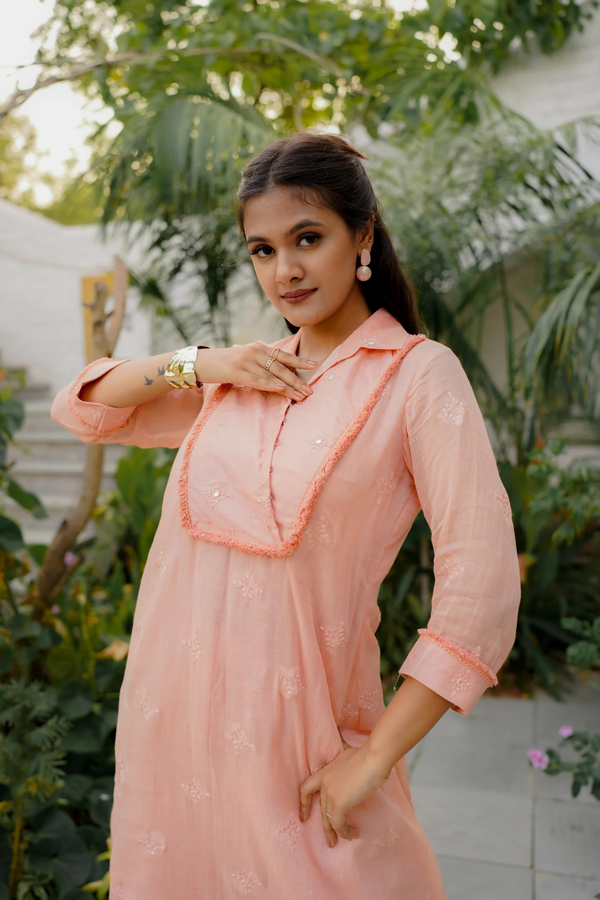 DAHLIA KURTI SET - PEACH