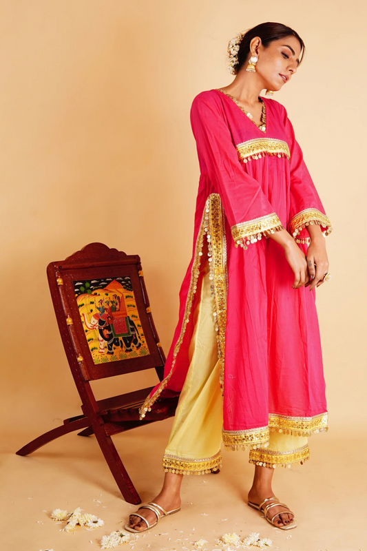 RANGOLI GULZAR KURTA SET - PINK