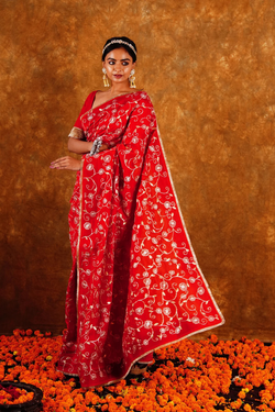 BAHAR JAAL SAREE - RED