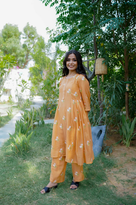 DAISY GEATHER KURTI SET - PEACH