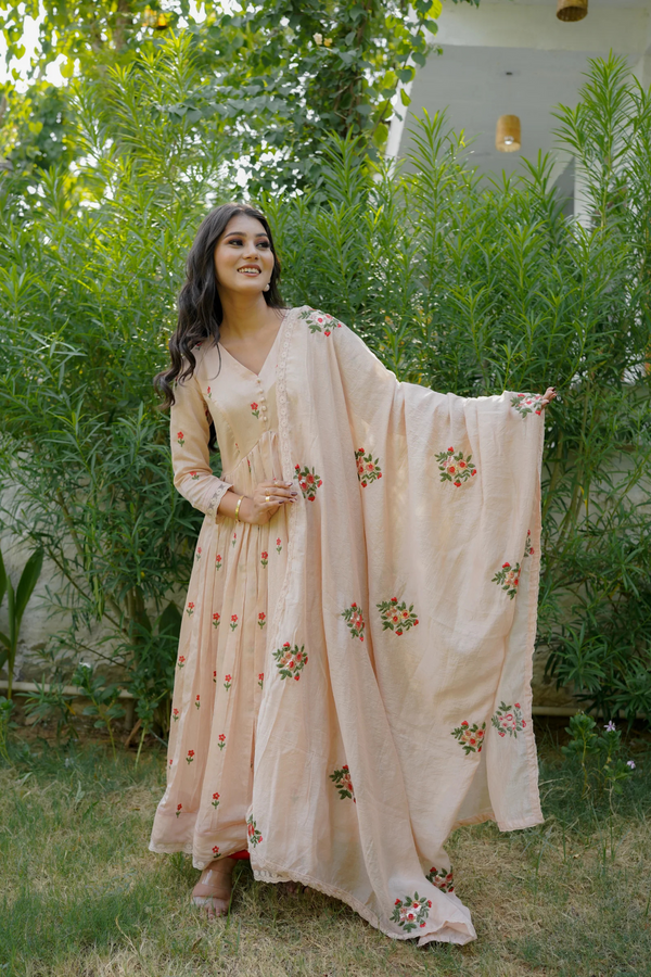 ROSE ANARKALI SET - PEACH