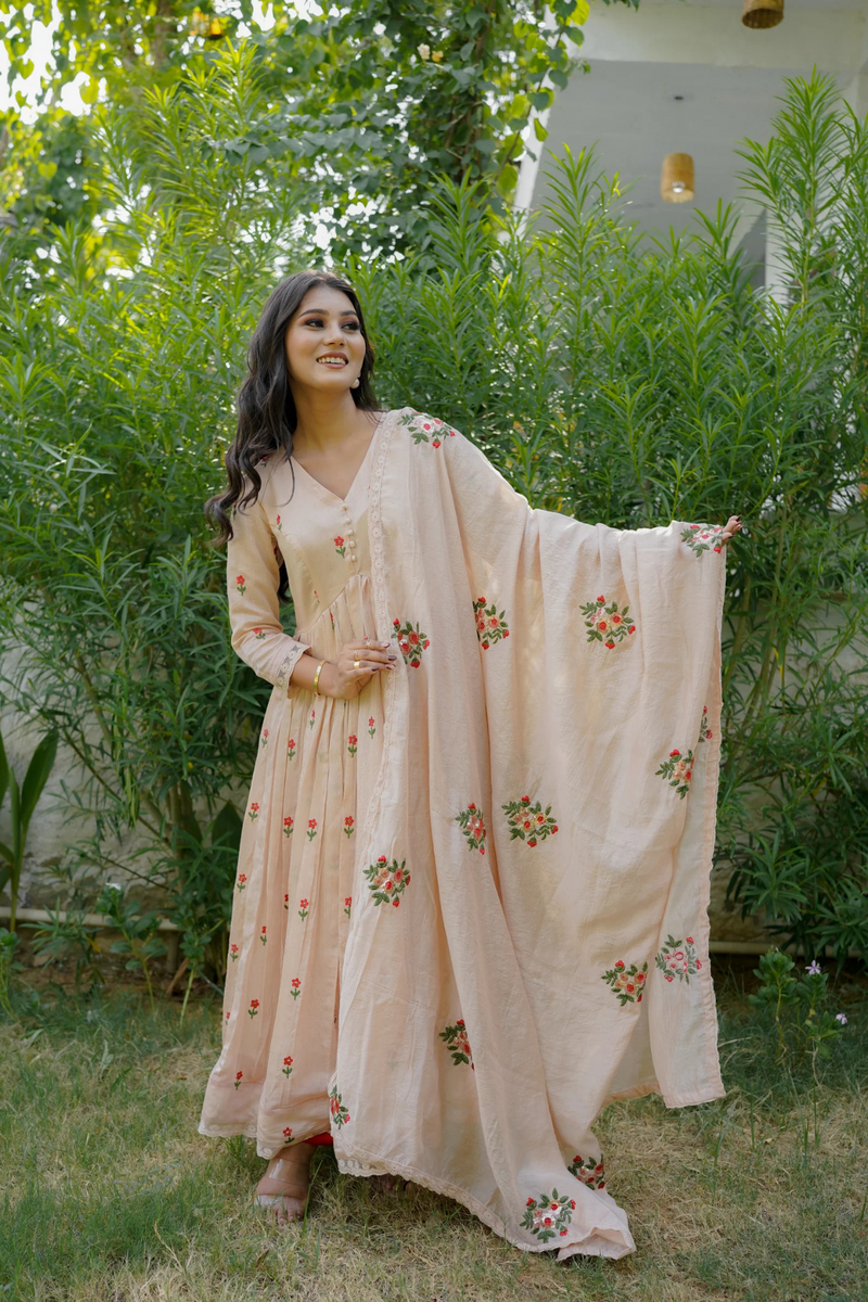 ROSE ANARKALI SET - PEACH