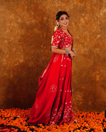 BAHAR LEHENGA SET - RED