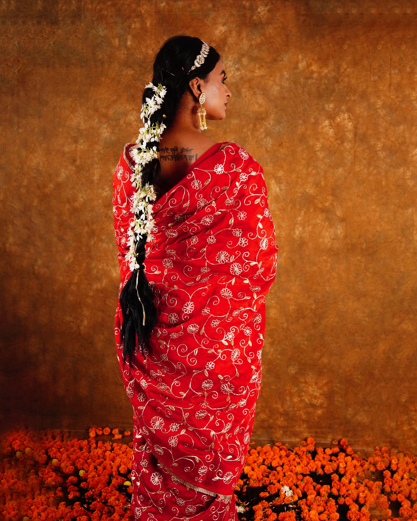 BAHAR JAAL SAREE - RED
