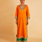 RANGOLI STRAIGHT KURTI SET - ORANGE