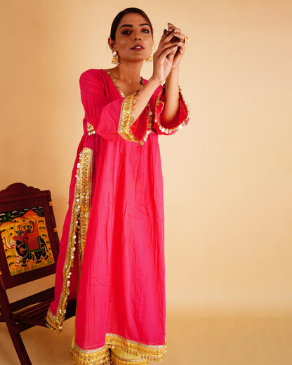 RANGOLI GULZAR KURTA SET - PINK