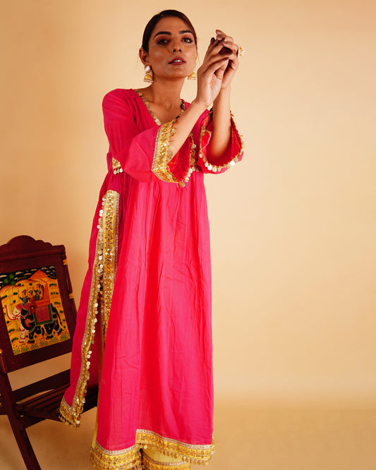 RANGOLI GULZAR KURTA SET - PINK