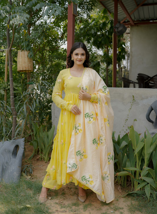 DAISY ANARKALI SET - YELLOW