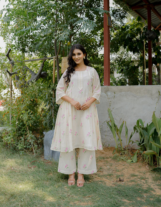 DAISY GEATHER KURTI SET - OFF WHITE